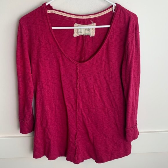 Anthropologie Saturday Sunday Pink Quarter Sleeve Shirt - Picture 2 of 7